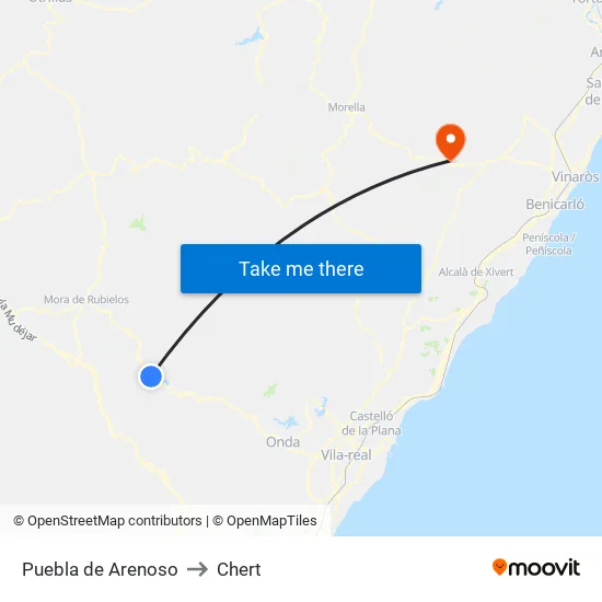 Puebla de Arenoso to Chert map