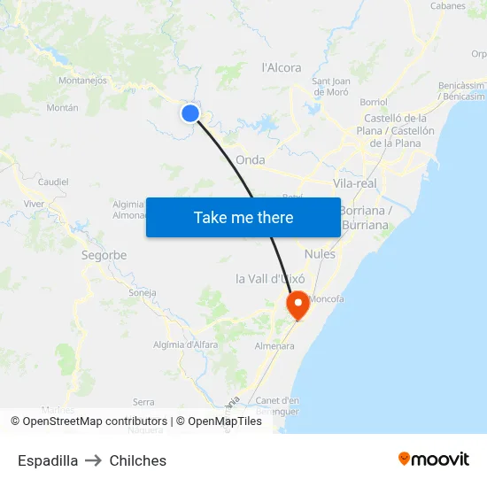 Espadilla to Chilches map