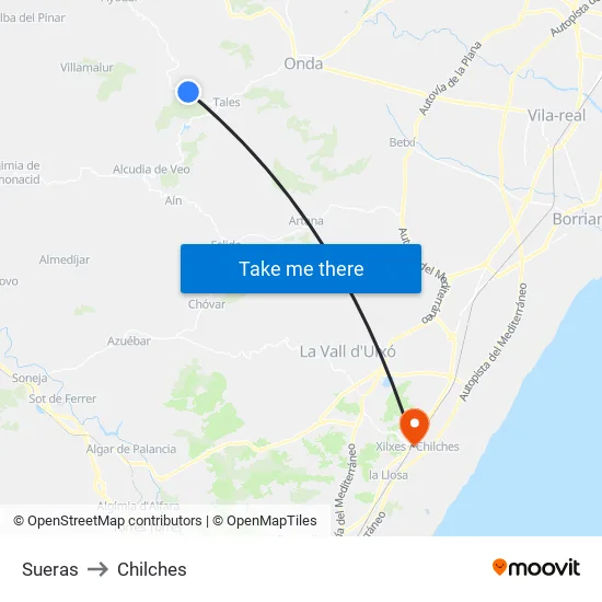 Sueras to Chilches map