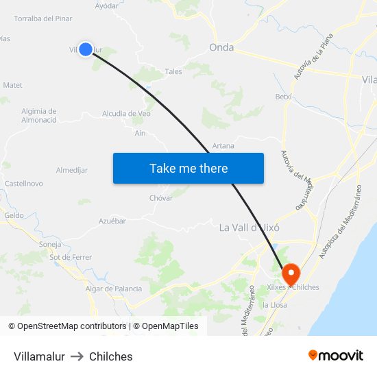 Villamalur to Chilches map