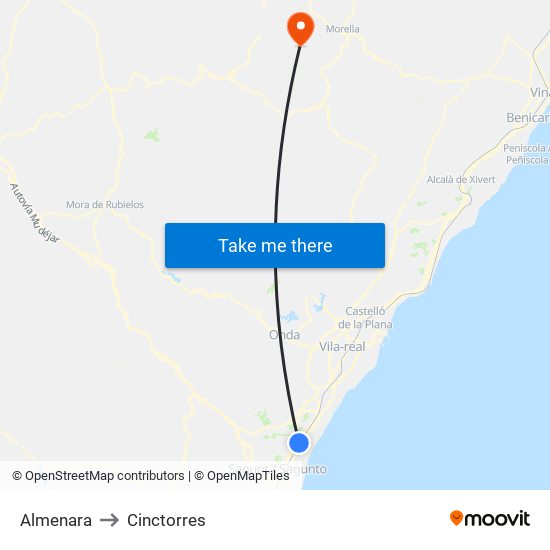 Almenara to Cinctorres map