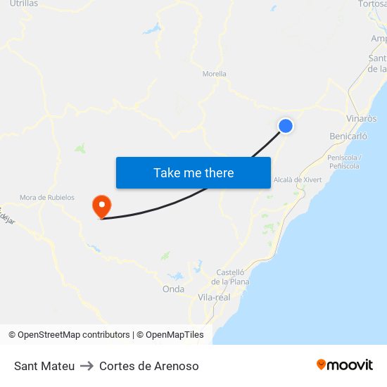 Sant Mateu to Cortes de Arenoso map