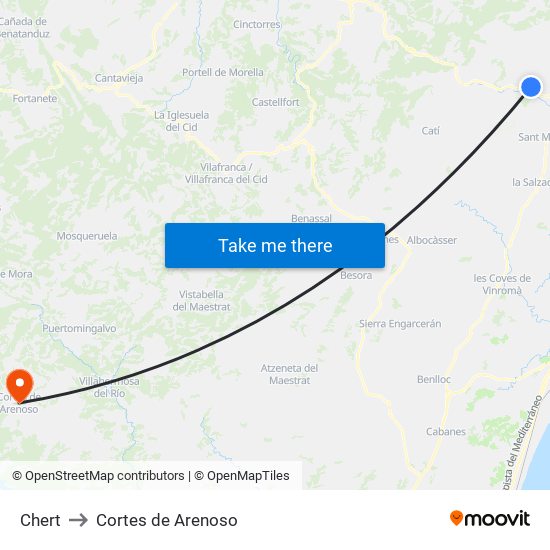 Chert to Cortes de Arenoso map