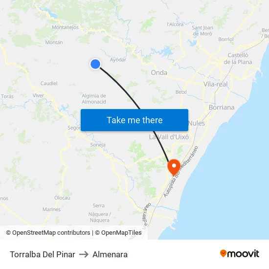 Torralba Del Pinar to Almenara map