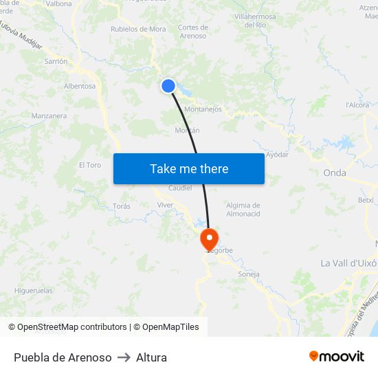 Puebla de Arenoso to Altura map