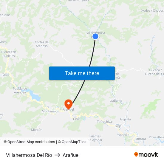 Villahermosa Del Río to Arañuel map