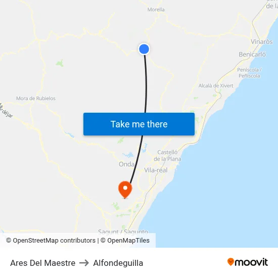 Ares Del Maestre to Alfondeguilla map