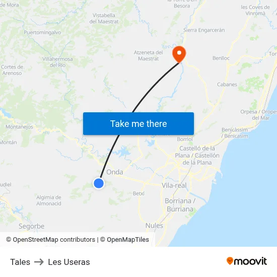 Tales to Les Useras map