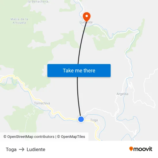 Toga to Ludiente map