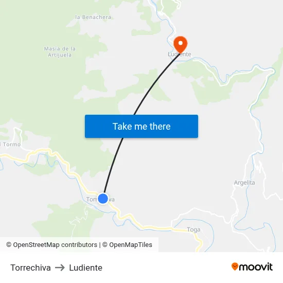 Torrechiva to Ludiente map