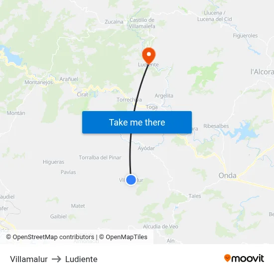 Villamalur to Ludiente map