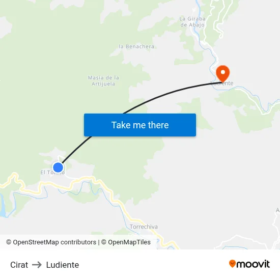 Cirat to Ludiente map