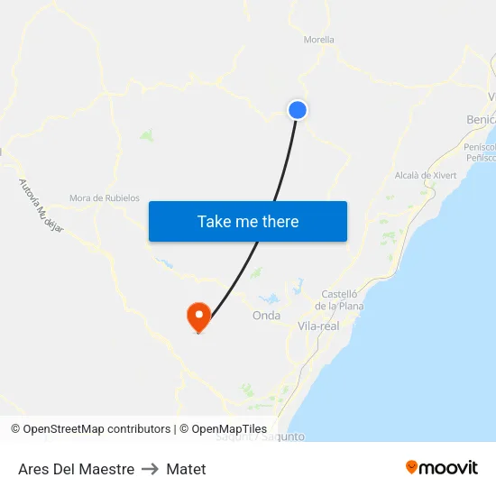 Ares Del Maestre to Matet map