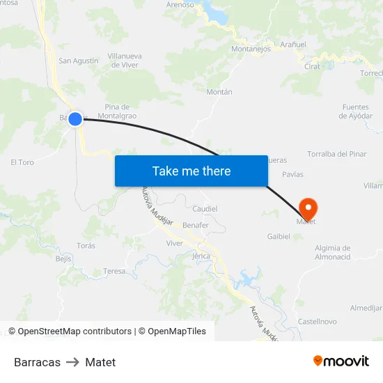 Barracas to Matet map