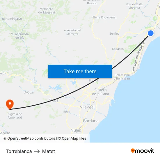 Torreblanca to Matet map