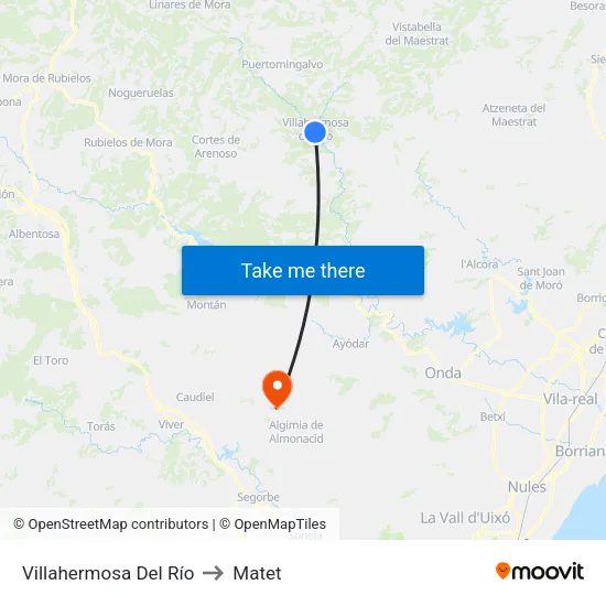 Villahermosa Del Río to Matet map