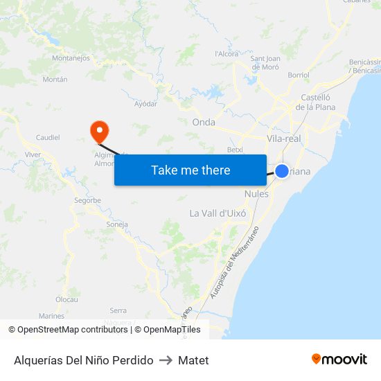 Alquerías Del Niño Perdido to Matet map