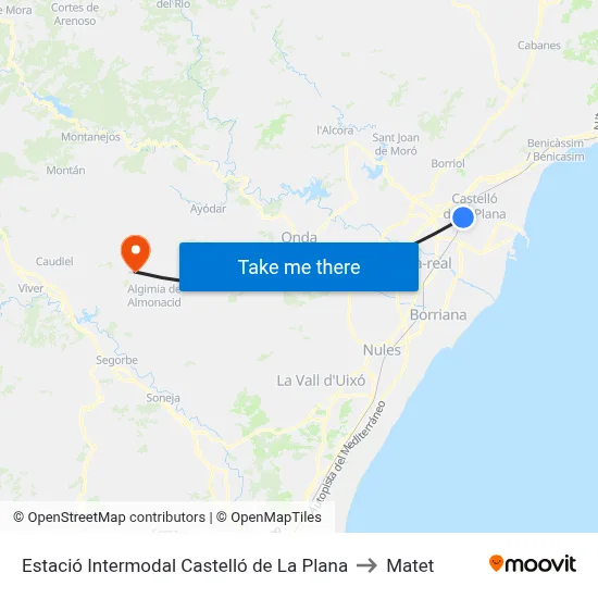 Estació Intermodal Castelló de La Plana to Matet map