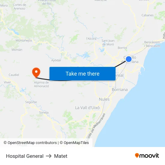 Hospital General to Matet map