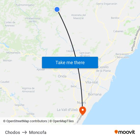 Chodos to Moncofa map