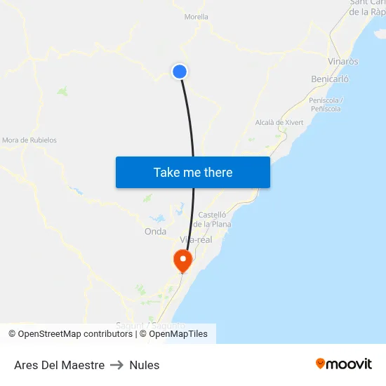 Ares Del Maestre to Nules map