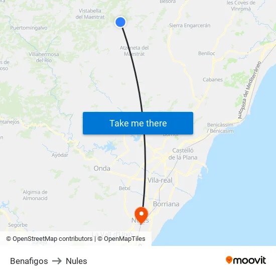 Benafigos to Nules map