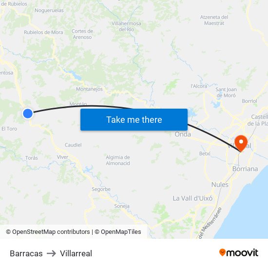 Barracas to Villarreal map