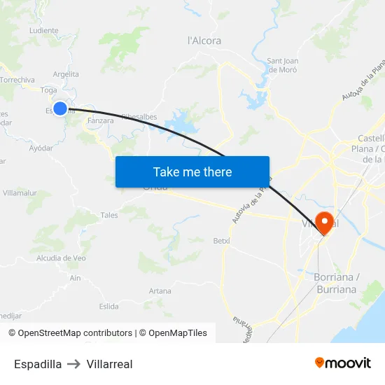 Espadilla to Villarreal map