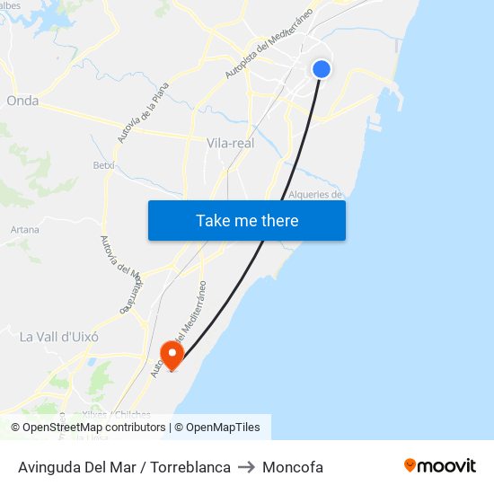 Avinguda Del Mar / Torreblanca to Moncofa map