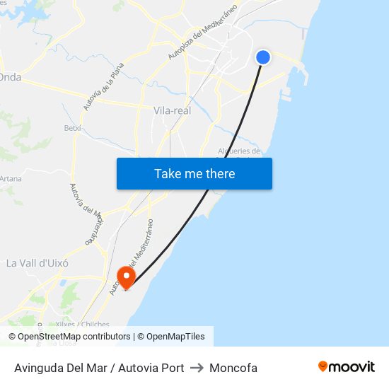 Avinguda Del Mar / Autovia Port to Moncofa map