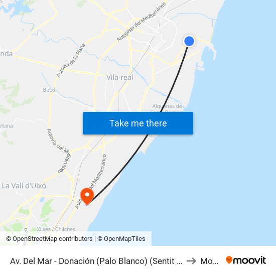 Av. Del Mar - Donación (Palo Blanco) (Sentit Grao) [Castelló de La Plana] to Moncofa map