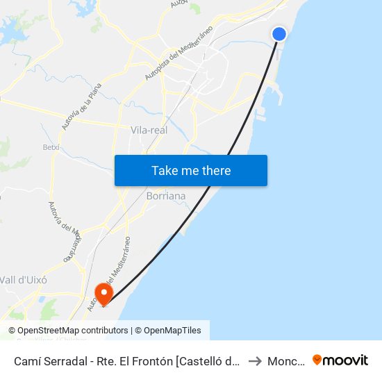 Camí Serradal - Rte. El Frontón [Castelló de La Plana] to Moncofa map