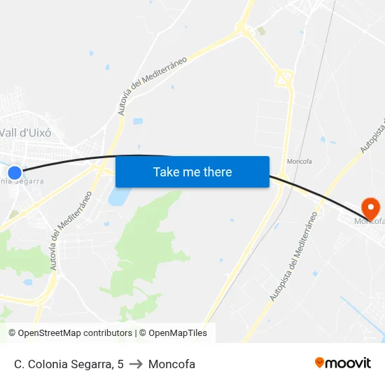 C. Colonia Segarra, 5 to Moncofa map