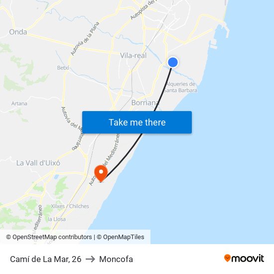Camí de La Mar, 26 to Moncofa map