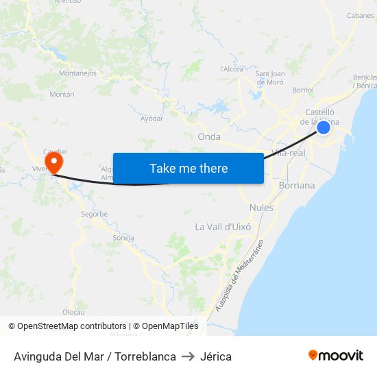 Avinguda Del Mar / Torreblanca to Jérica map