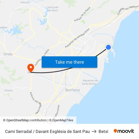 Camí Serradal / Davant Església de Sant Pau to Betxí map