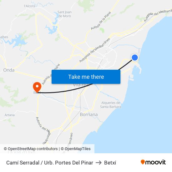 Camí Serradal / Urb. Portes Del Pinar to Betxí map