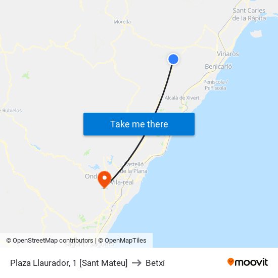 Plaza Llaurador, 1 [Sant Mateu] to Betxí map