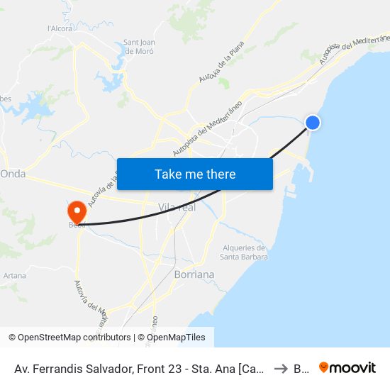 Av. Ferrandis Salvador, Front 23 - Sta. Ana [Castelló de La Plana] to Betxí map