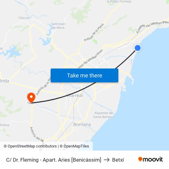 C/ Dr. Fleming - Apart. Aries [Benicàssim] to Betxí map