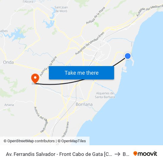 Av. Ferrandis Salvador - Front Cabo de Gata [Castelló de La Plana] to Betxí map