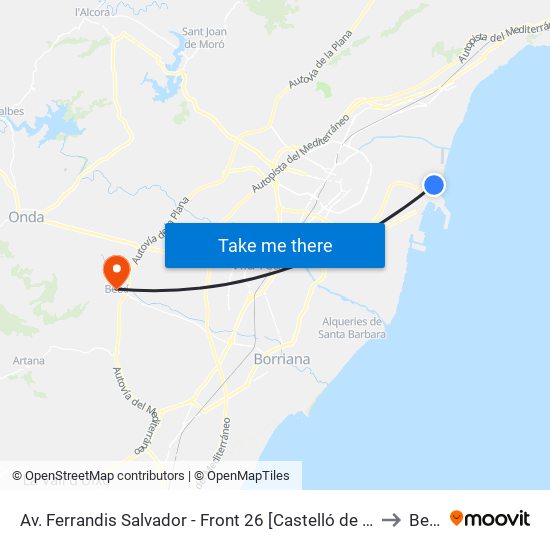 Av. Ferrandis Salvador - Front 26 [Castelló de La Plana] to Betxí map