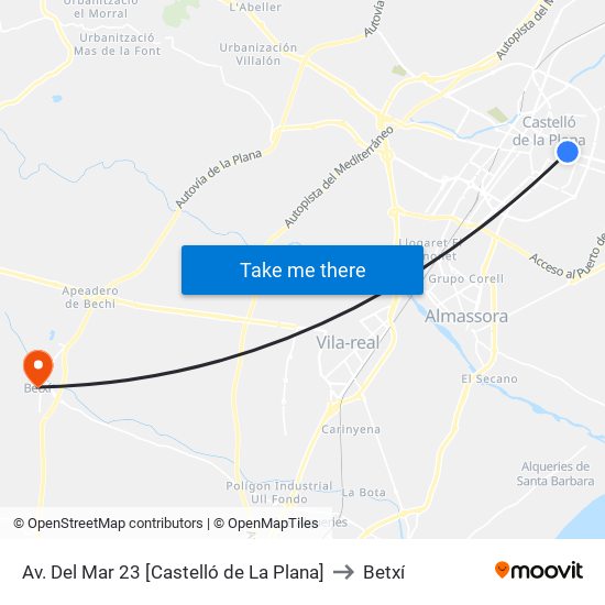 Av. Del Mar 23 [Castelló de La Plana] to Betxí map