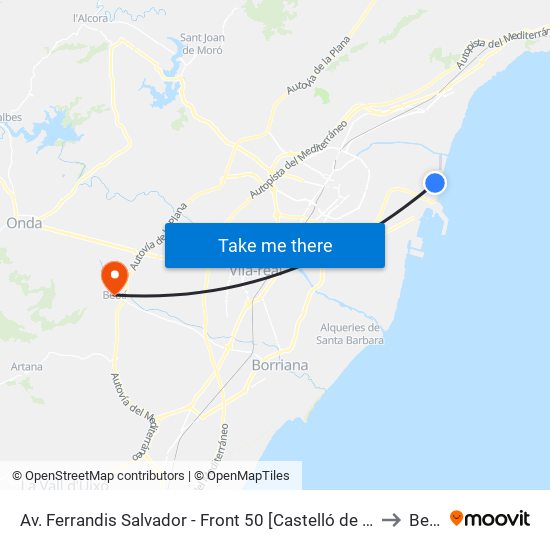 Av. Ferrandis Salvador - Front 50 [Castelló de La Plana] to Betxí map
