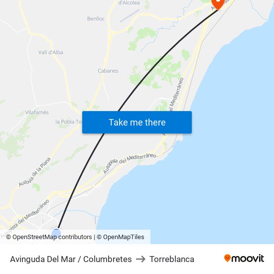 Avinguda Del Mar / Columbretes to Torreblanca map