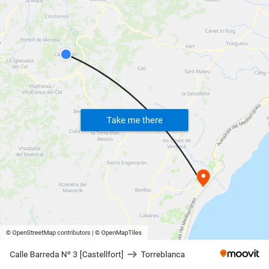 Calle Barreda Nº 3 [Castellfort] to Torreblanca map