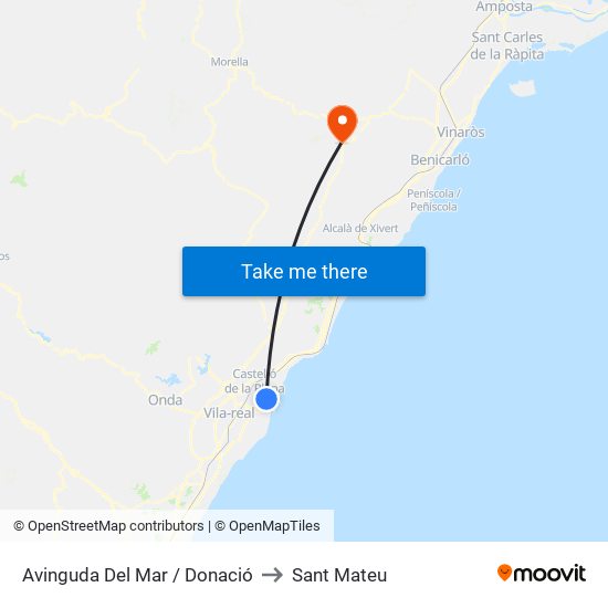 Avinguda Del Mar / Donació to Sant Mateu map