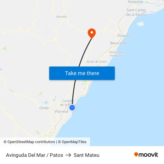 Avinguda Del Mar / Patos to Sant Mateu map