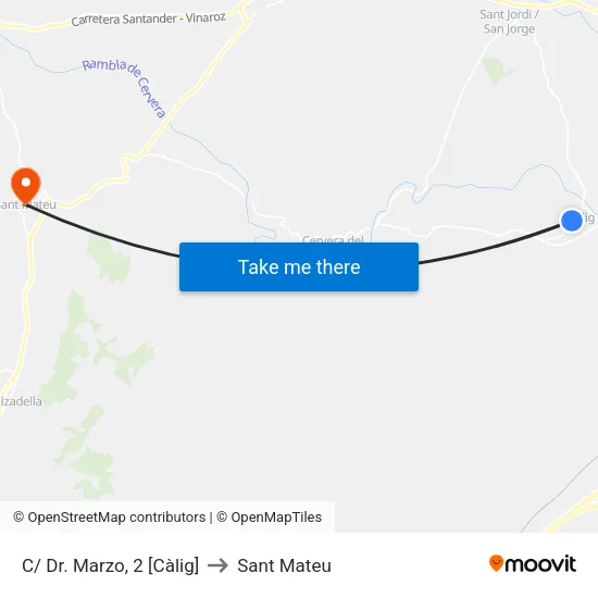 C/ Dr. Marzo, 2 [Càlig] to Sant Mateu map
