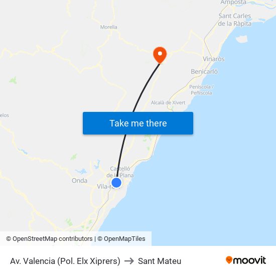 Av. Valencia (Pol. Elx Xiprers) to Sant Mateu map